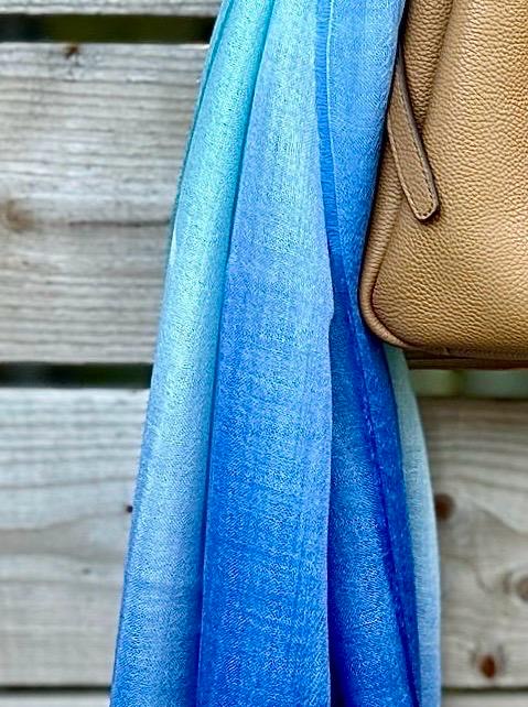 Ocean Breeze Silk & Alpaca Shawl Wrap Hand Dyed