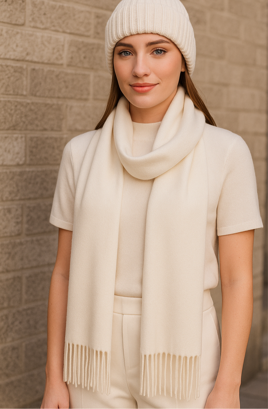 Off white alpaca scarf