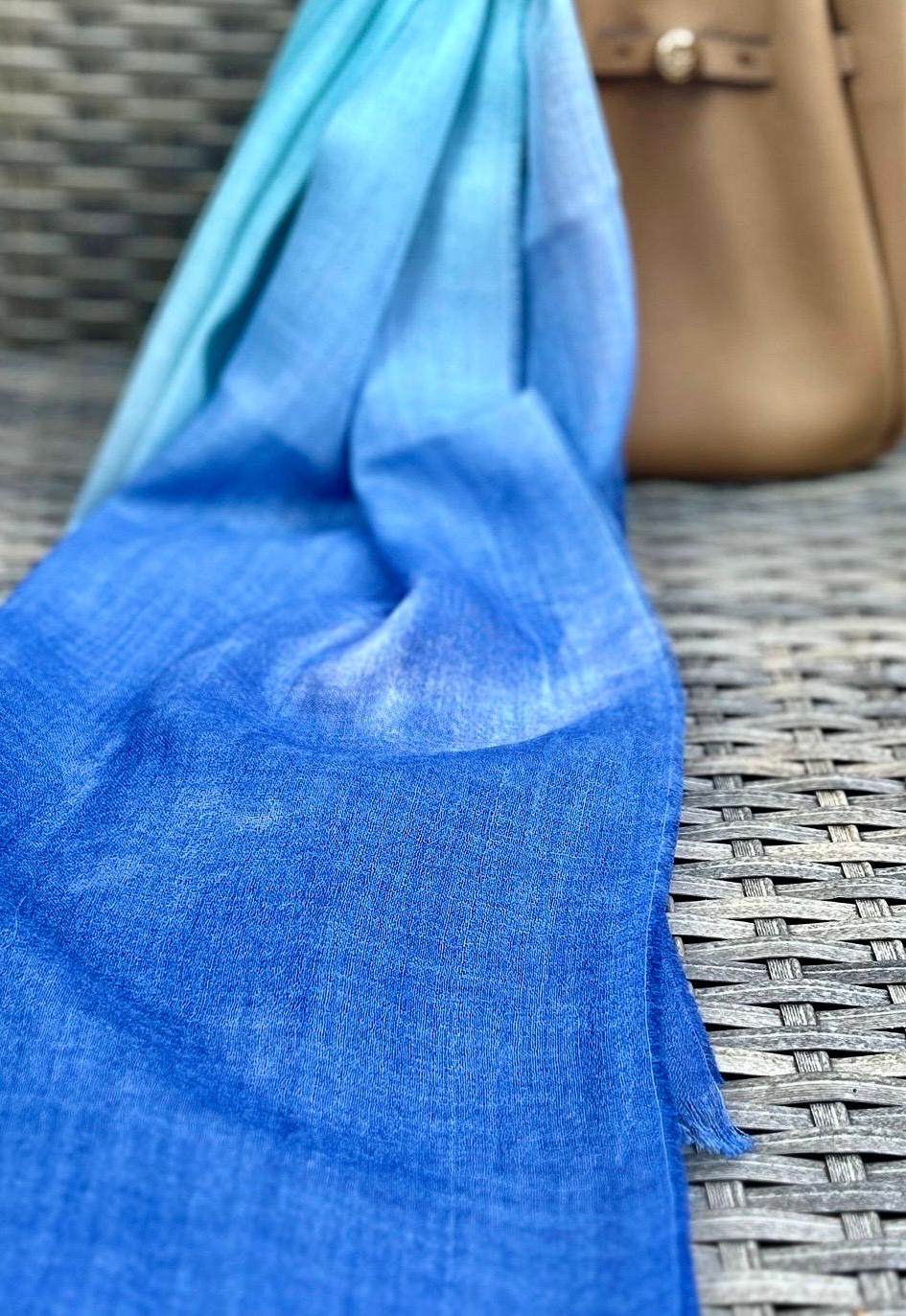 Ocean Breeze Silk & Alpaca Shawl Wrap Hand Dyed