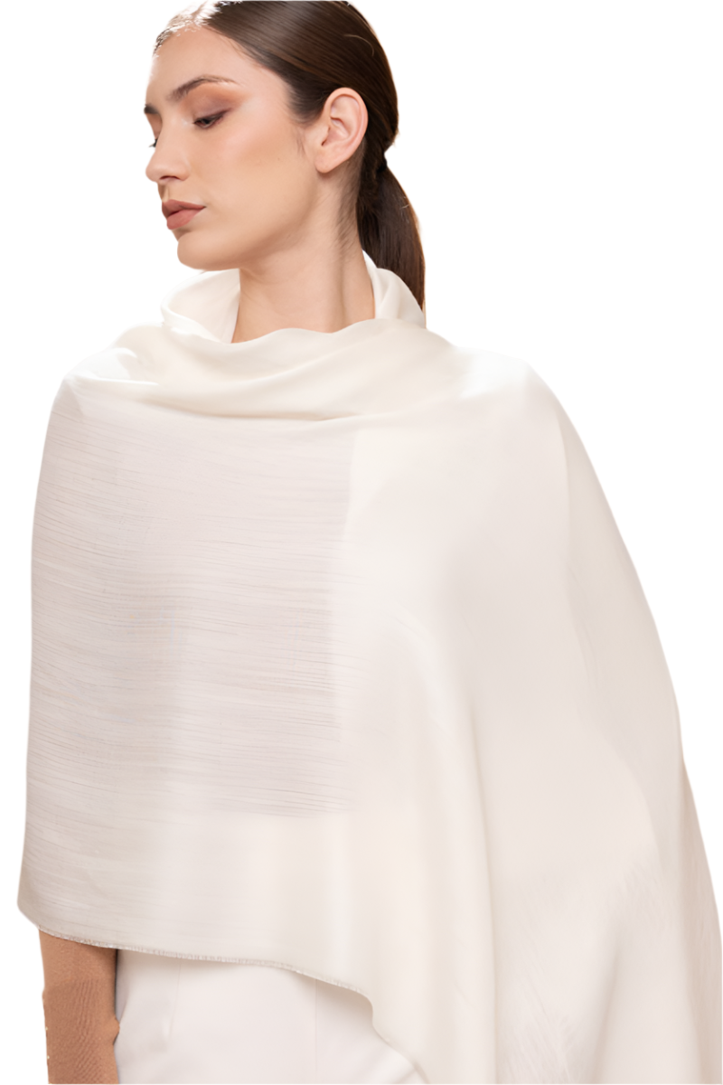alpaca silk off white shawl scarf