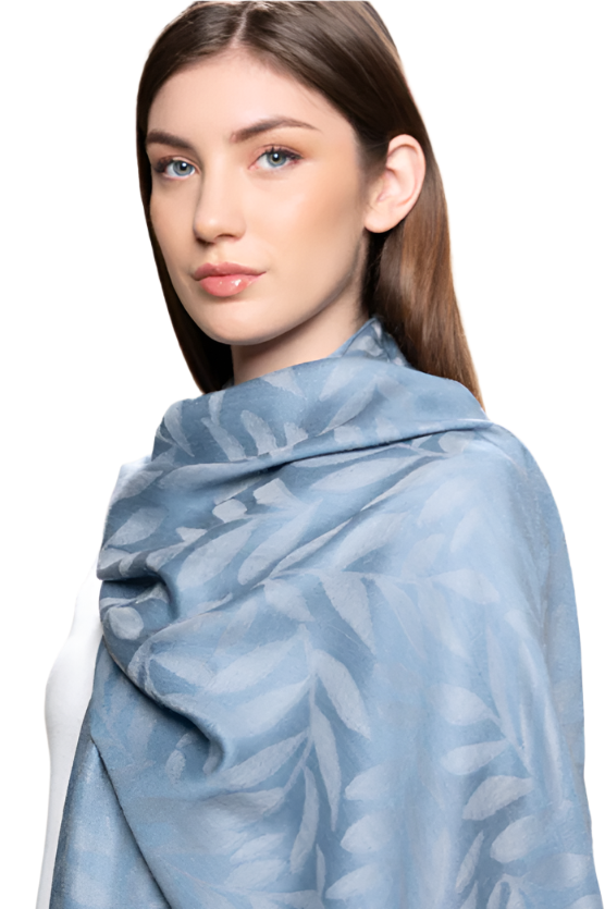 Leaf Jacquard Alpaca & Silk Scarf – Elegant & Lightweight