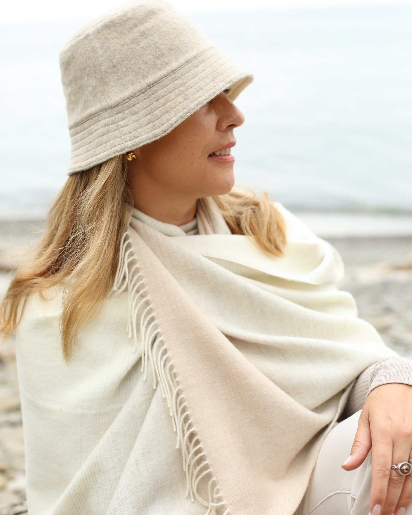 Beige Ombre Alpaca Shawl | Soft Alpaca Pashmina Wrap