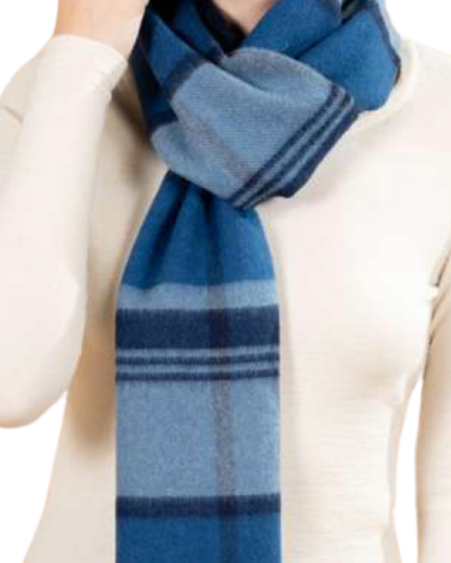 Baby Alpaca Plaid Scarf – 100% Brushed Baby Alpaca, Soft & Lightweight Navy Blue