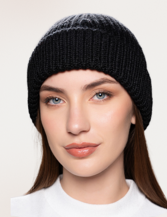 100% Baby Alpaca Tuque – Unisex Winter Hat Black