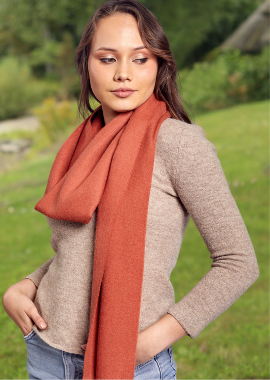 Cozy Brick Orange Alpaca Scarf – Soft & Warm for Winter