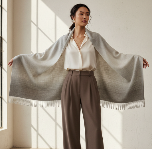 Grey Ombre Alpaca Shawl | Soft Alpaca Pashmina Wrap - Andes Connection
