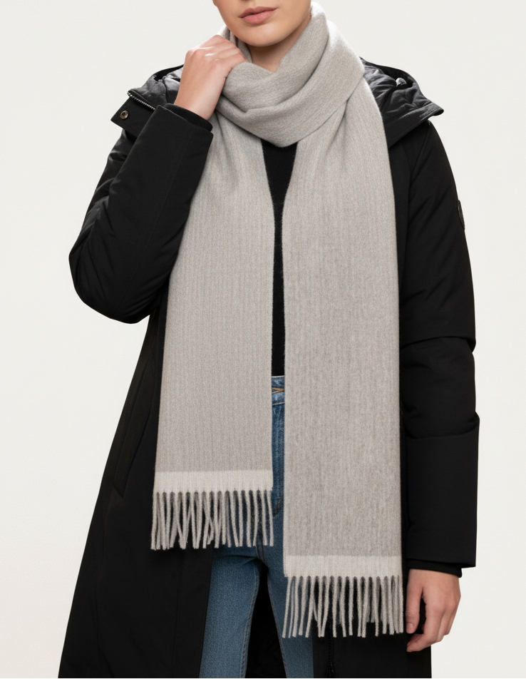 grey alpaca winter scarf