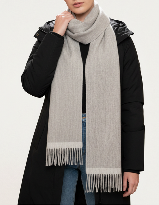 grey alpaca winter scarf