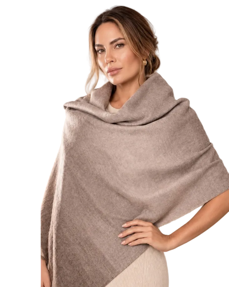Brown Ombre Alpaca Shawl | Soft Alpaca Pashmina Wrap