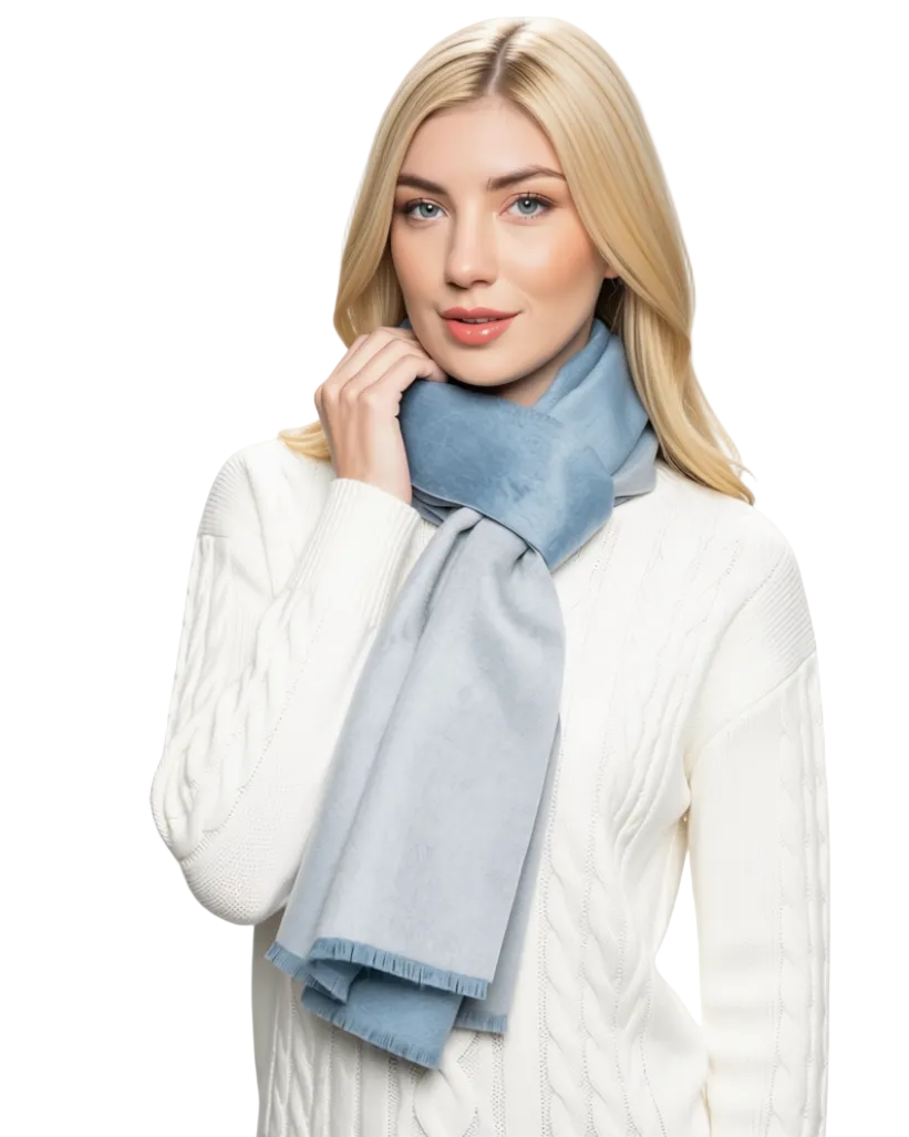 Baby Suri Reversible Scarf - Steel & Light Blue