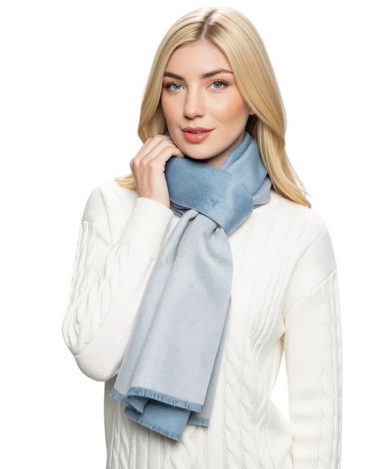 Baby Suri Reversible Scarf - Steel & Light Blue