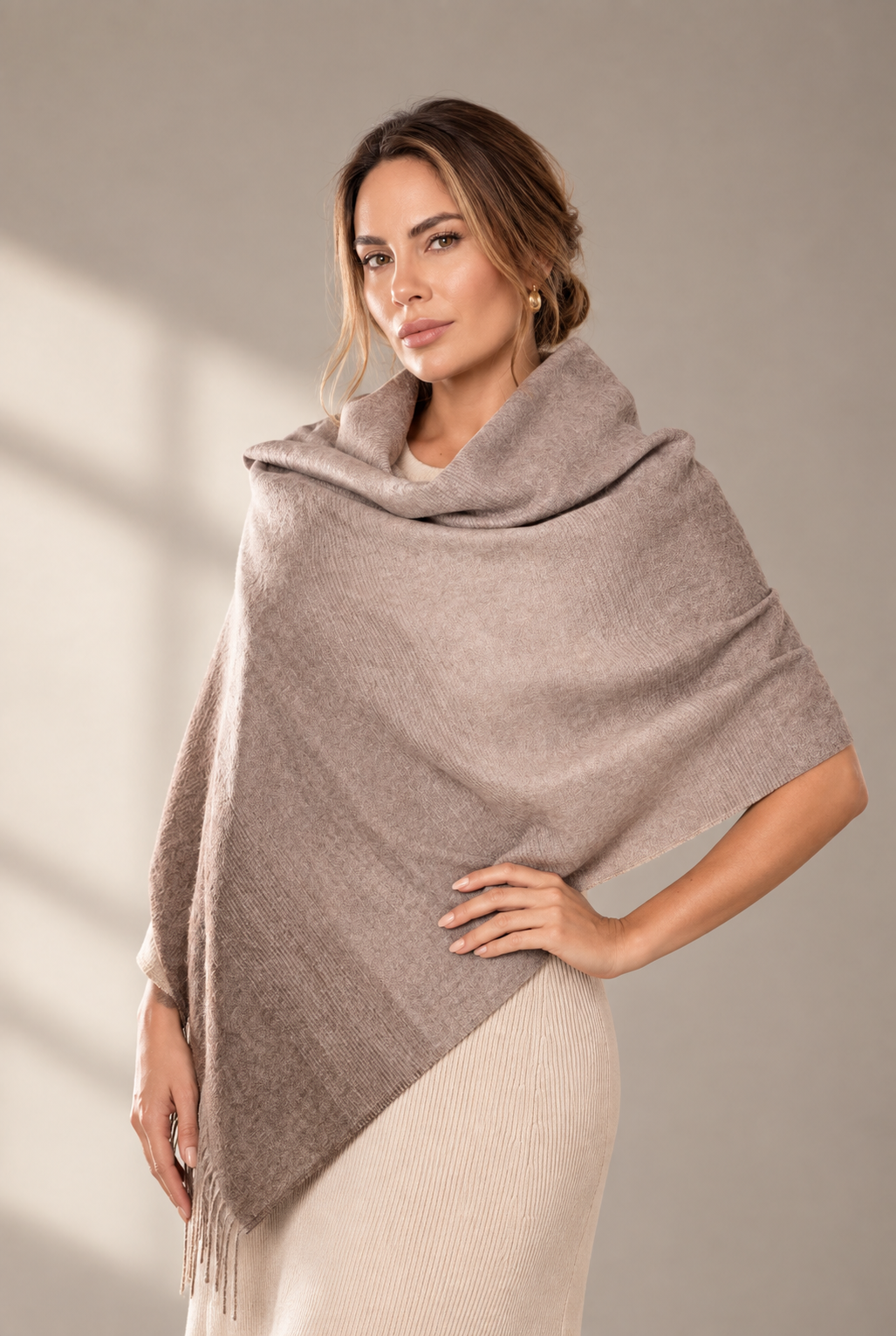 brown alpaca shawl