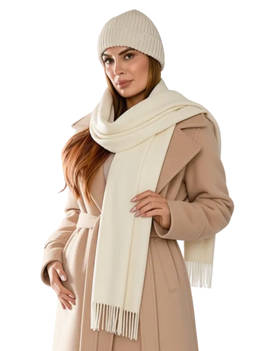 Baby Alpaca Scarf – Naturally Soft & Warm (Off-White)