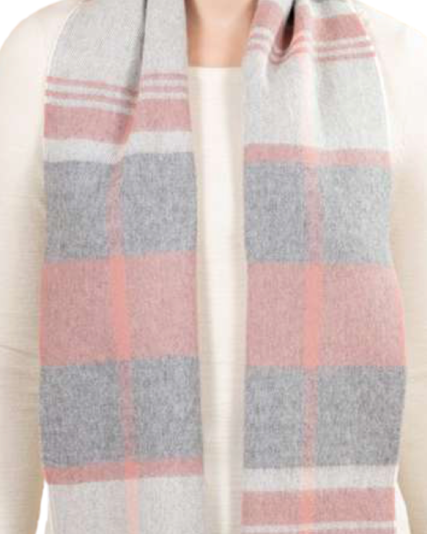 plaid alpaca scarf pink